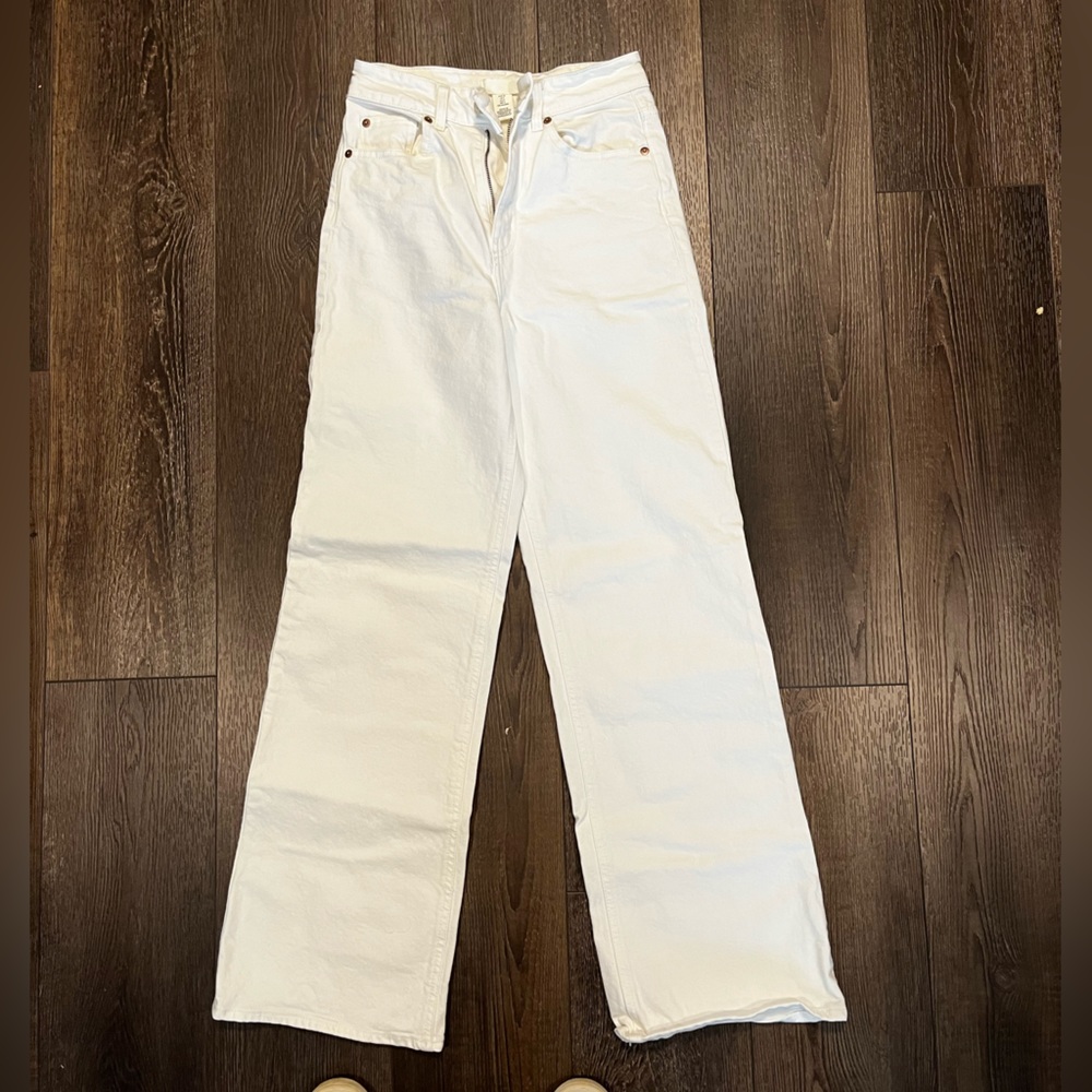 white straight/wide leg H&M pants